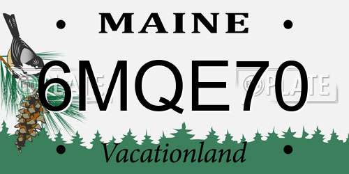 6MQE70 Maine License Plate