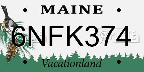 6NFK374 Maine License Plate