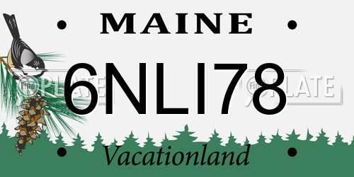 6NLI78 Maine License Plate