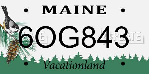 6OG843 Maine License Plate