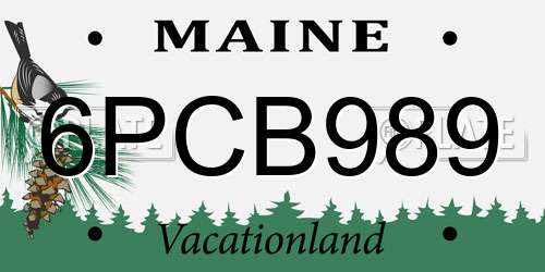 6PCB989 Maine License Plate
