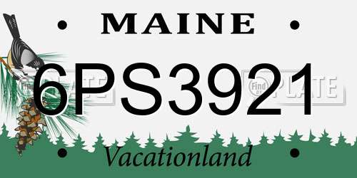 6PS3921 Maine License Plate