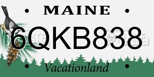 6QKB838 Maine License Plate