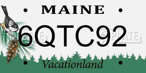 6QTC92 Maine License Plate