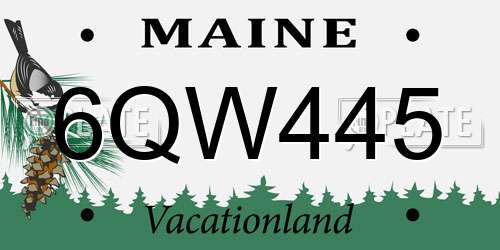 6QW445 Maine License Plate