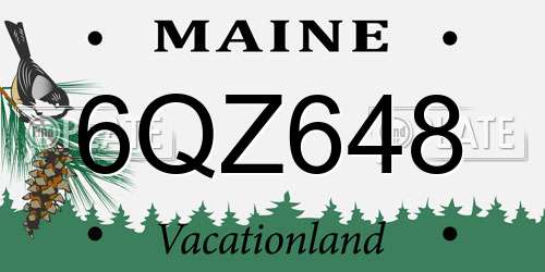 6QZ648 Maine License Plate
