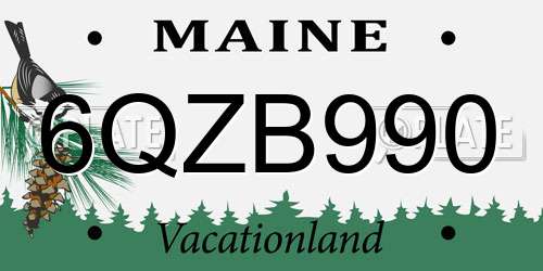 6QZB990 Maine License Plate