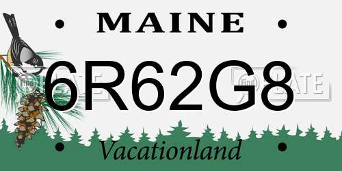 6R62G8 Maine License Plate