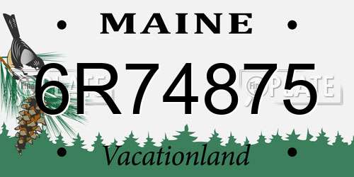 6R74875 Maine License Plate