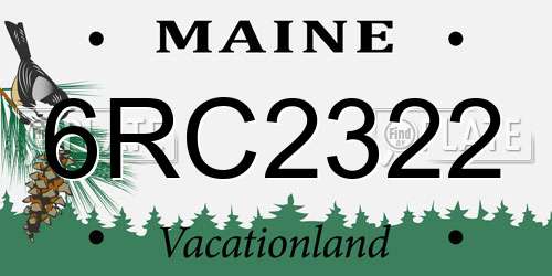6RC2322 Maine License Plate