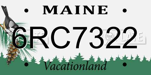 6RC7322 Maine License Plate