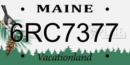6RC7377 Maine License Plate