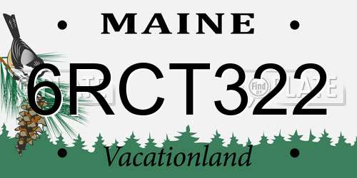 6RCT322 Maine License Plate
