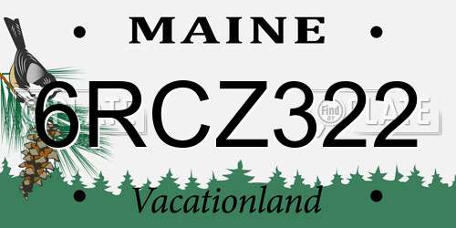 6RCZ322 Maine License Plate