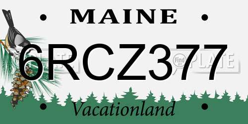 6RCZ377 Maine License Plate
