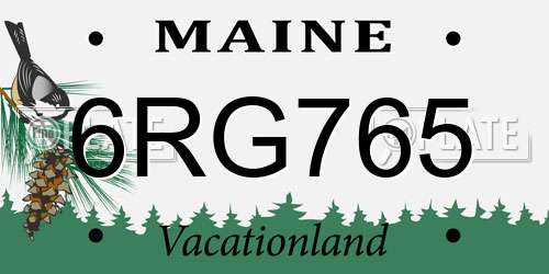 6RG765 Maine License Plate