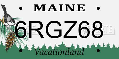 6RGZ68 Maine License Plate