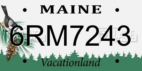 6RM7243 Maine License Plate