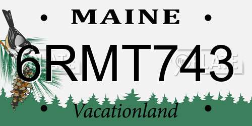 6RMT743 Maine License Plate