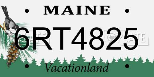 6RT4825 Maine License Plate