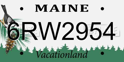 6RW2954 Maine License Plate