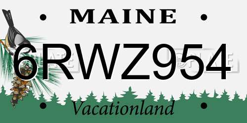6RWZ954 Maine License Plate