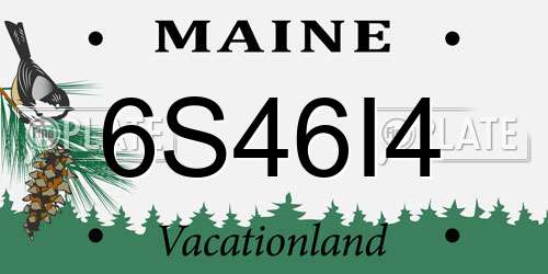 6S46I4 Maine License Plate