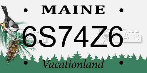 6S74Z6 Maine License Plate
