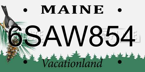 6SAW854 Maine License Plate