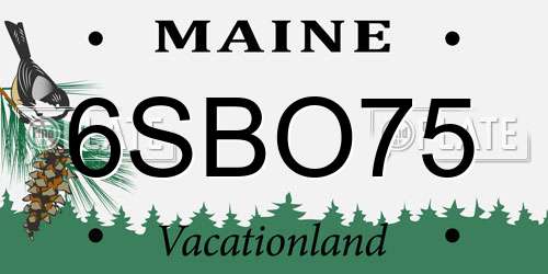 6SBO75 Maine License Plate