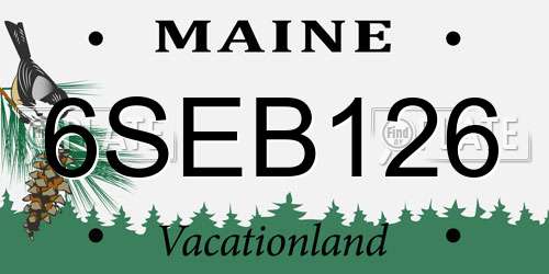 6SEB126 Maine License Plate