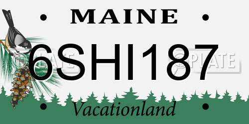 6SHI187 Maine License Plate