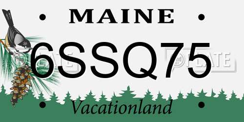 6SSQ75 Maine License Plate