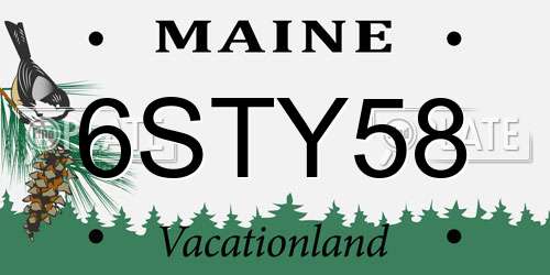 6STY58 Maine License Plate