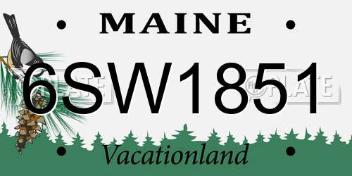 6SW1851 Maine License Plate