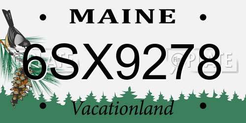 6SX9278 Maine License Plate
