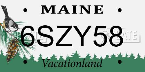 6SZY58 Maine License Plate