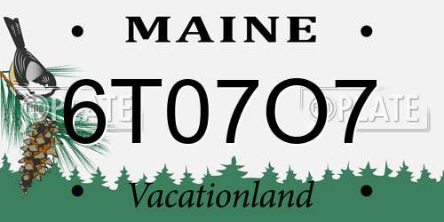 6T07O7 Maine License Plate