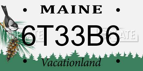 6T33B6 Maine License Plate