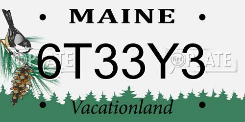 6T33Y3 Maine License Plate