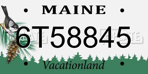 6T58845 Maine License Plate