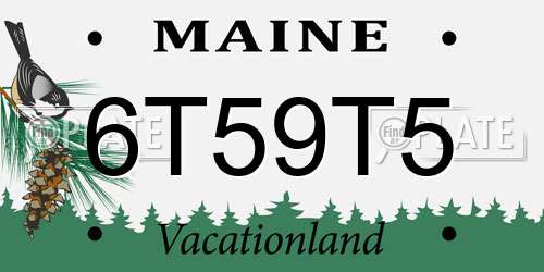 6T59T5 Maine License Plate