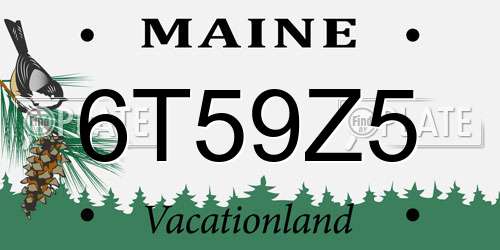 6T59Z5 Maine License Plate