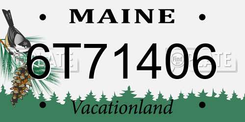 6T71406 Maine License Plate