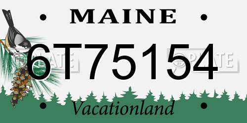 6T75154 Maine License Plate