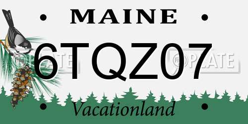 6TQZ07 Maine License Plate