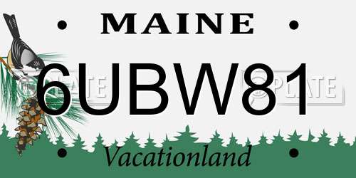 6UBW81 Maine License Plate