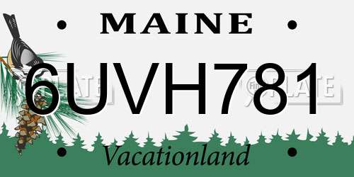 6UVH781 Maine License Plate