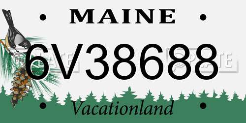 6V38688 Maine License Plate