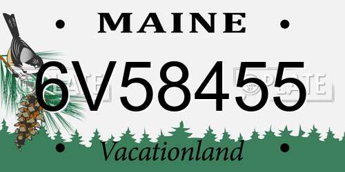 6V58455 Maine License Plate
